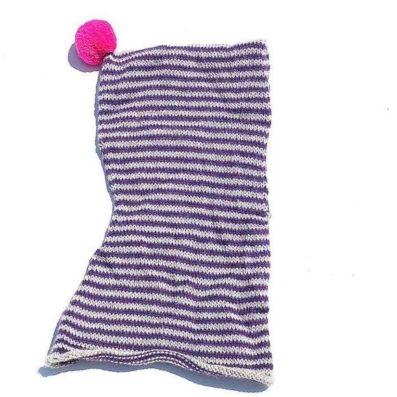 Cabbages & Kings Purple Striped Snood 100% Alpaca - Picture 2 of 5